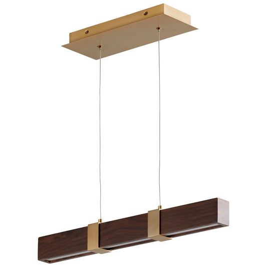 Decca 24" Linear Pendant - Aged Brass/Walnut Finish