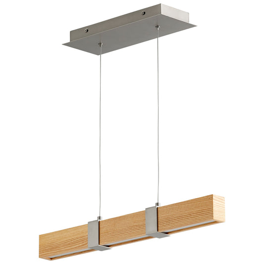 Decca 24" Linear Pendant - Satin Nickel/White Oak Finish