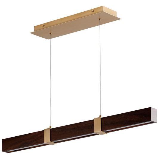 Decca 36" Linear Pendant - Aged Brass/Walnut Finish