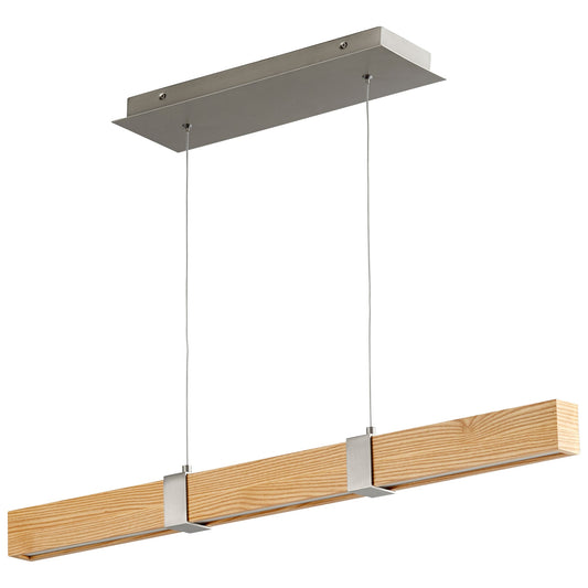 Decca 36" Linear Pendant - Satin Nickel/White Oak Finish