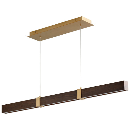 Decca 48" Linear Pendant - Aged Brass/Walnut Finish