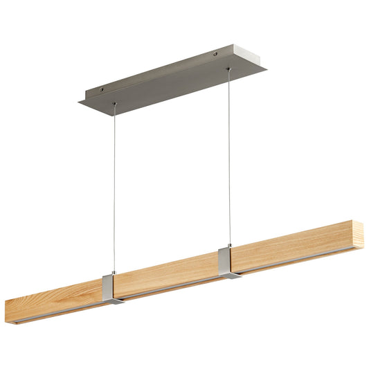 Decca 48" Linear Pendant - Satin Nickel/White Oak Finish