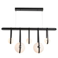 Load image into Gallery viewer, Derby 5-Light LED Linear Suspension - Polished Nickel Finish Black Leather, Black Wood
