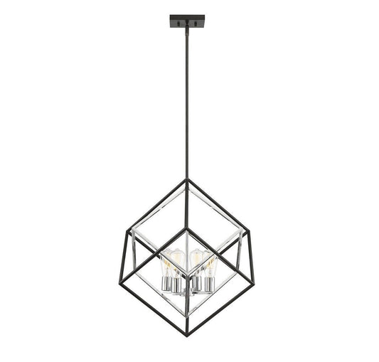 Dexter Large Pendant - Matte Black with Polished Chrome Finish