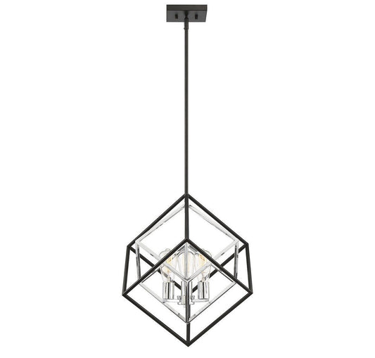 Dexter Small Pendant - Matte Black with Polished Chrome Finish