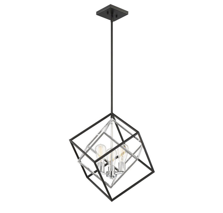 Dexter Small Pendant - Matte Black with Polished Chrome Finish
