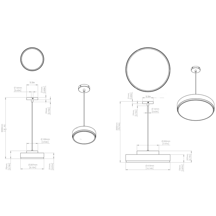 Discus LED Pendant - Diagram