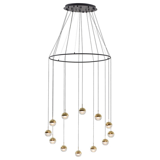 Dora P12 with Ring Multi-Light Pendant - Brass Finish