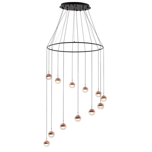 Dora P12 with Ring Multi-Light Pendant - Copper Finish