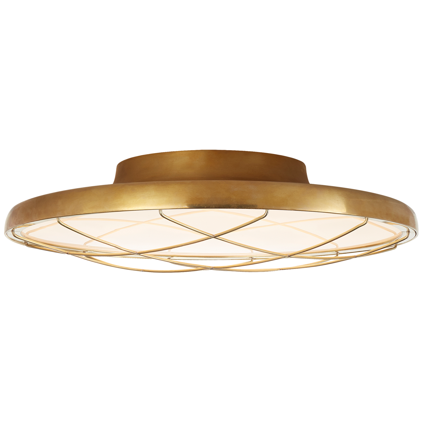 Dot Caged Flush Mount - Natural Brass Finish