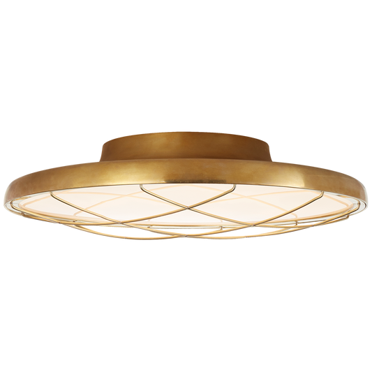 Dot Caged Flush Mount - Natural Brass Finish