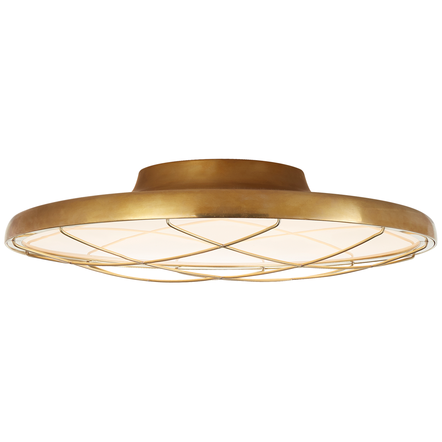 Dot 16" Caged Flush Mount - Natural Brass Finish