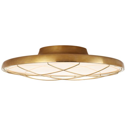 Dot 16" Caged Flush Mount - Natural Brass Finish