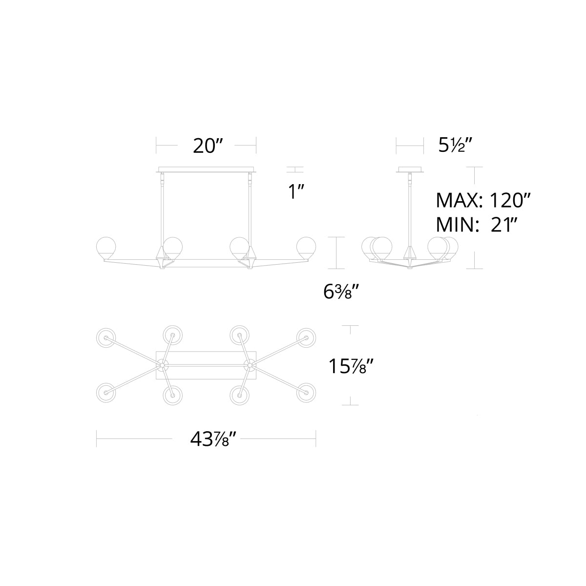 Double Bubble Linear Pendant - Diagram