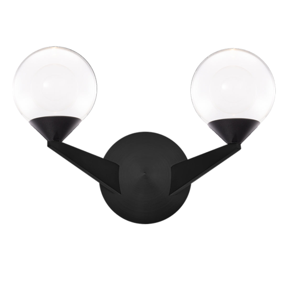 Double Bubble 2-Light Wall Sconce - Black Finish