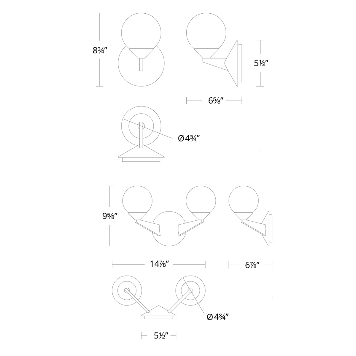 Double Bubble Wall Sconce - Diagram