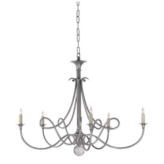 Double Twist Large Chandelier Antique Silver