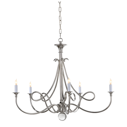 Double Twist Large Chandelier Polished Nickel