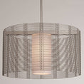 Load image into Gallery viewer, Downtown Mesh Drum Pendant - Metallic Beige Silver/Frosted Glass
