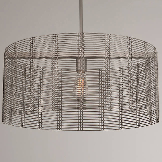 Downtown Mesh Drum Pendant - Metallic Beige Silver