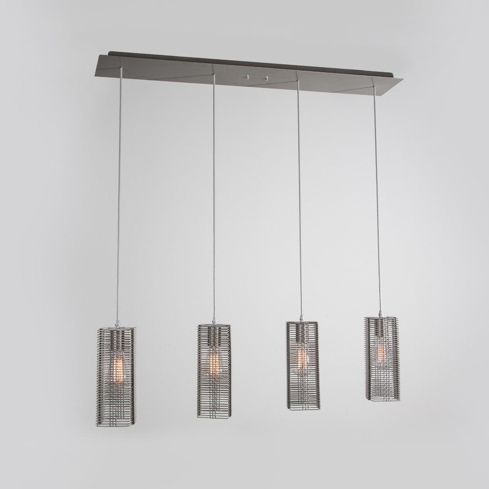 Downtown Mesh Linear Suspension Light - Metallic Beige Silver