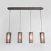 Downtown Mesh Linear Suspension Light - Metallic Beige Silver/Frosted Glass