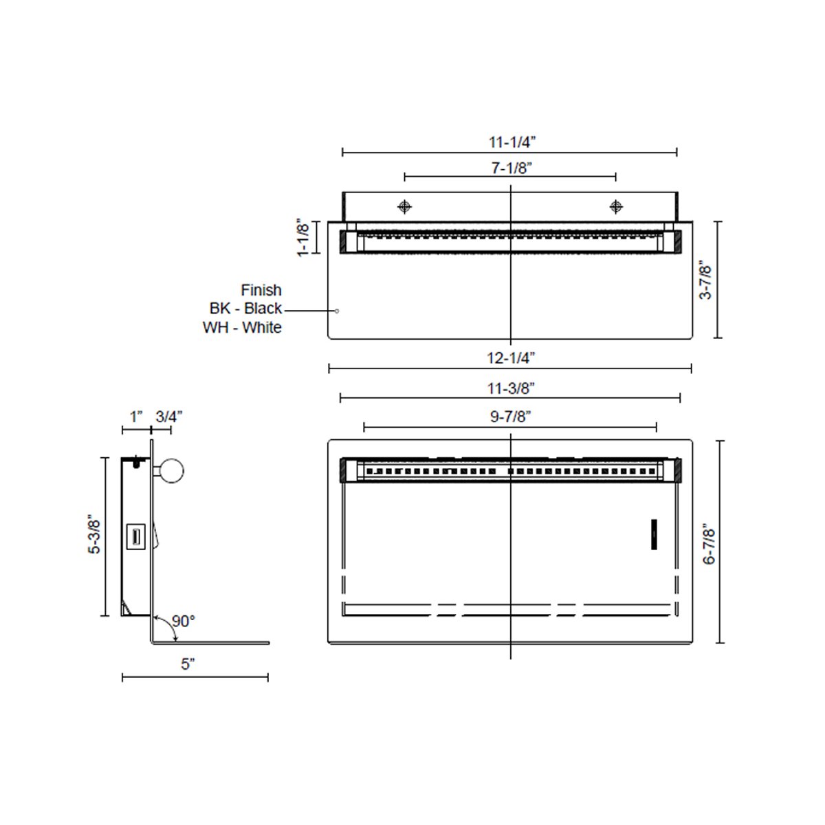 Dresden Rectangular LED Wall Sconce - Diagram