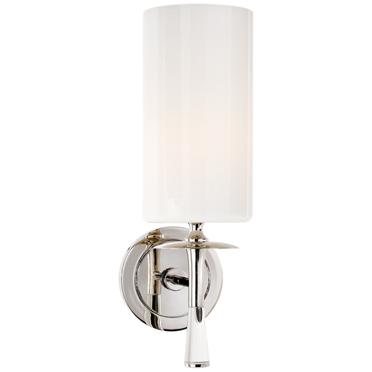 Drunmore Single Sconce - Polished Nickel/Glass Shade/Crystal