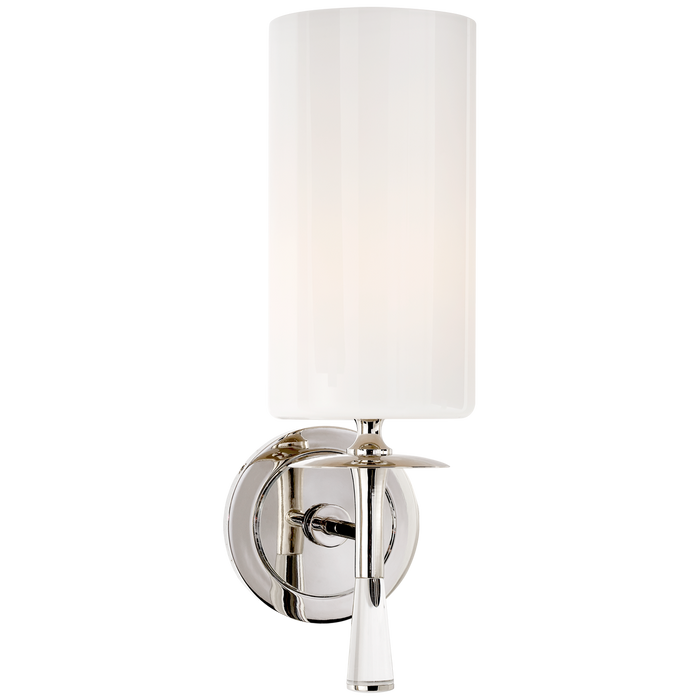 Drunmore Single Sconce - Polished Nickel/Glass Shade/Crystal