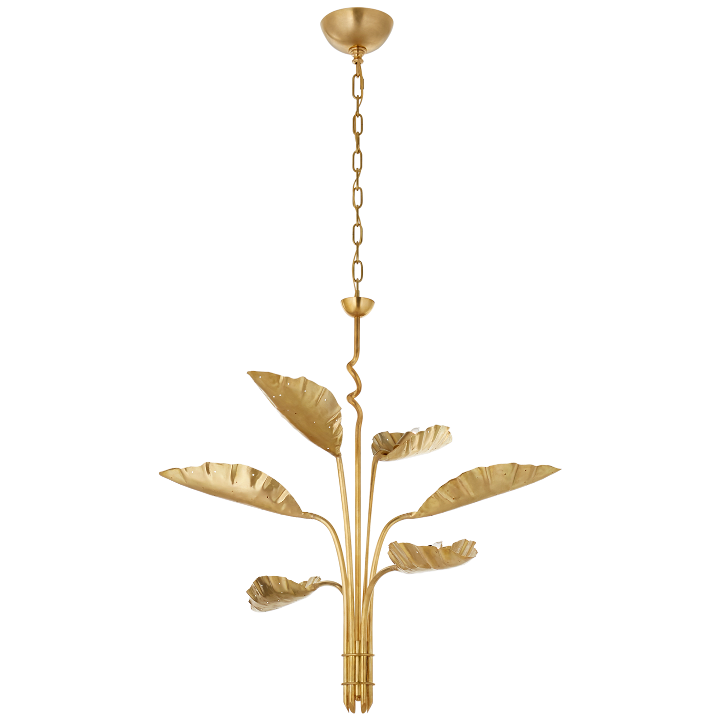 Dumaine Medium Pierced Leaf Chandelier - Antique Burnished Brass Finish