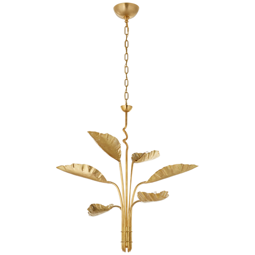 Dumaine Medium Pierced Leaf Chandelier - Antique Burnished Brass Finish