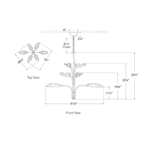Dumaine Medium Pierced Leaf Chandelier - Diagram