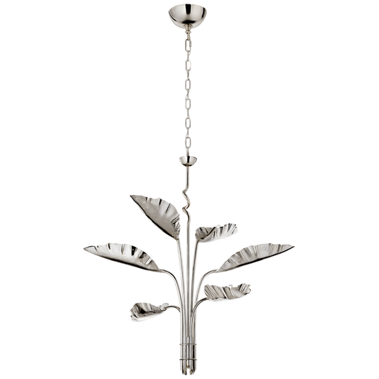 Dumaine Medium Pierced Leaf Chandelier - Polished Nickel Finish