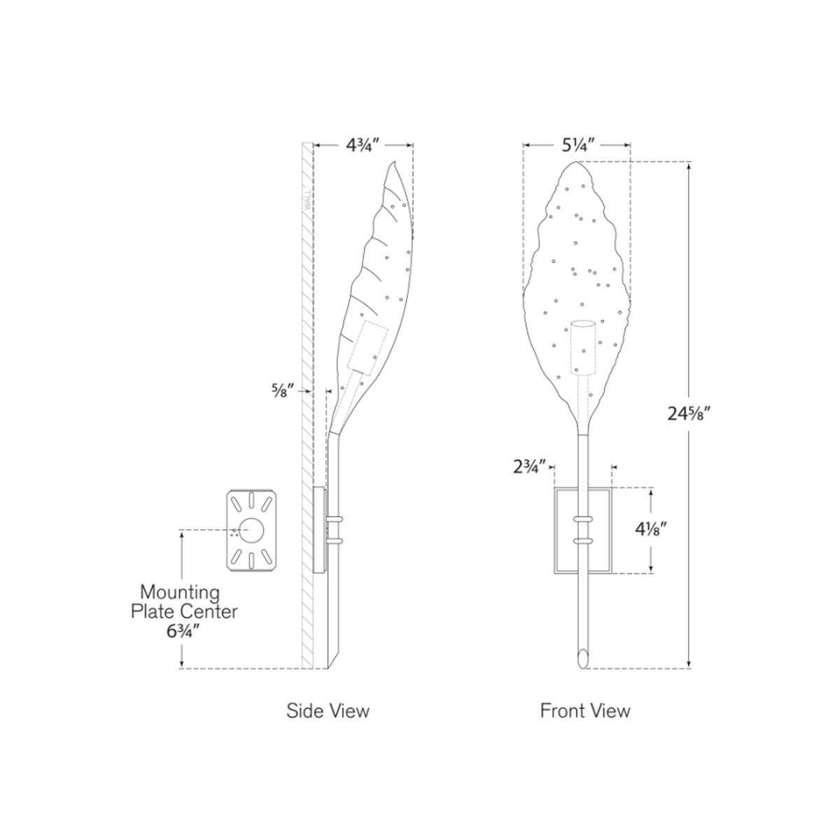 Dumaine Single Pierced Leaf Sconce - Diagram