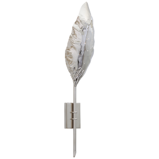 Dumaine Single Pierced Leaf Sconce - Polished Nickel Finish