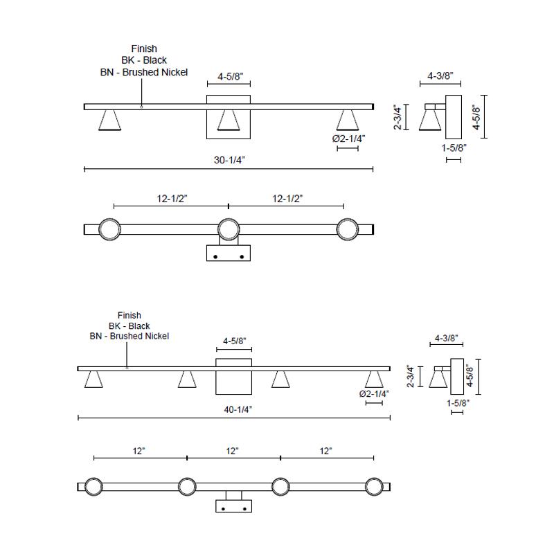 Dune LED Bath Bar - Diagram