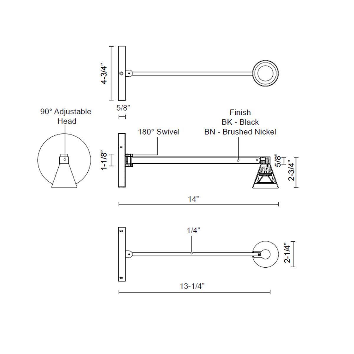 Dune Adjustable LED Wall Sconce - Diagram