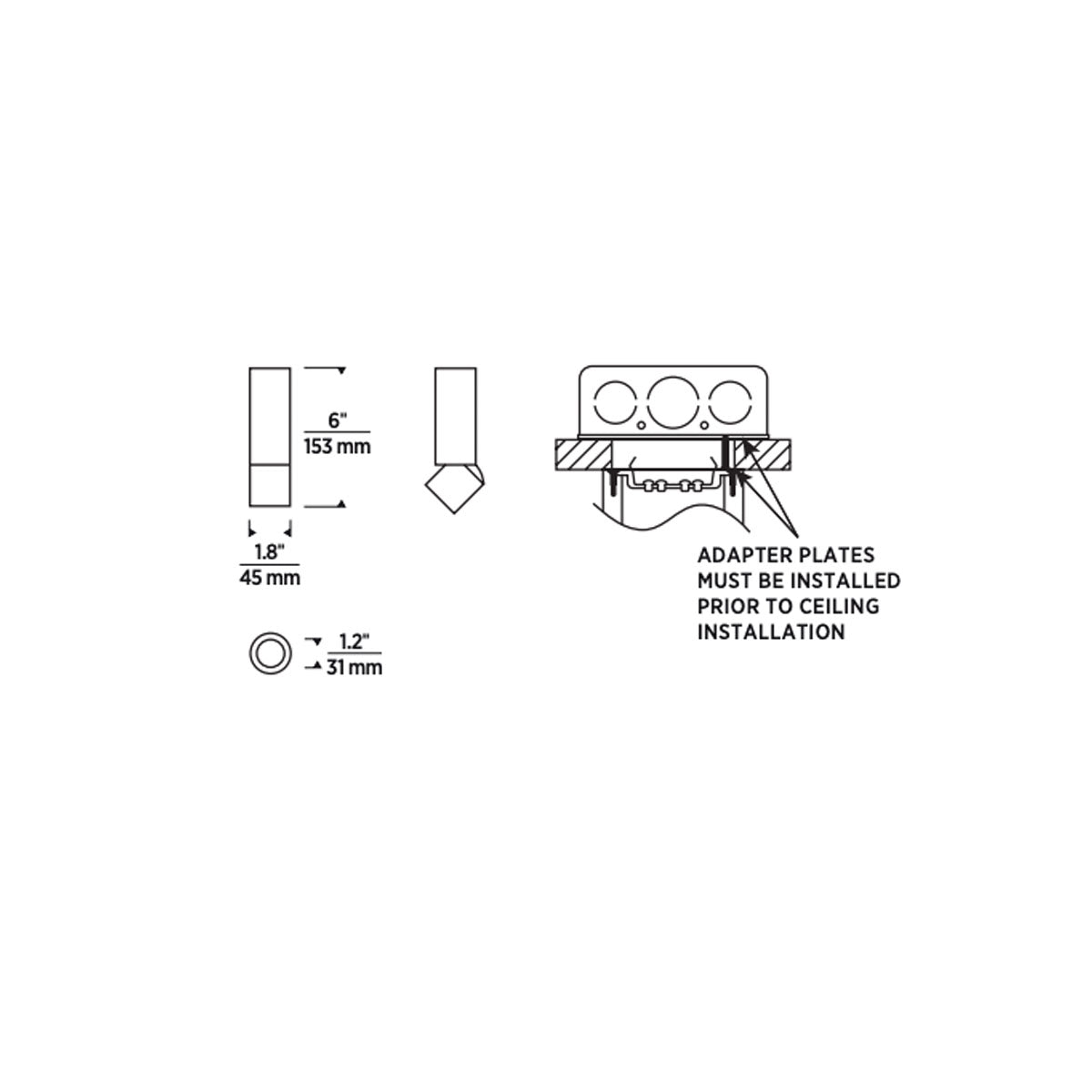 Entra 2" LED Adjustable Cylinder Flush Mount - Diagram