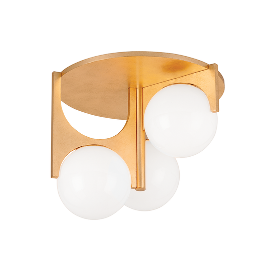 Eiko 3 light flush mount in vintage gold leaf finish