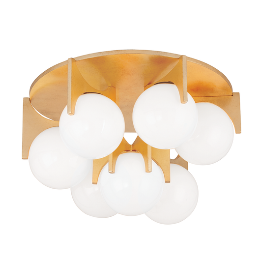 Eiko 7 light flush mount in vintage gold leaf finish