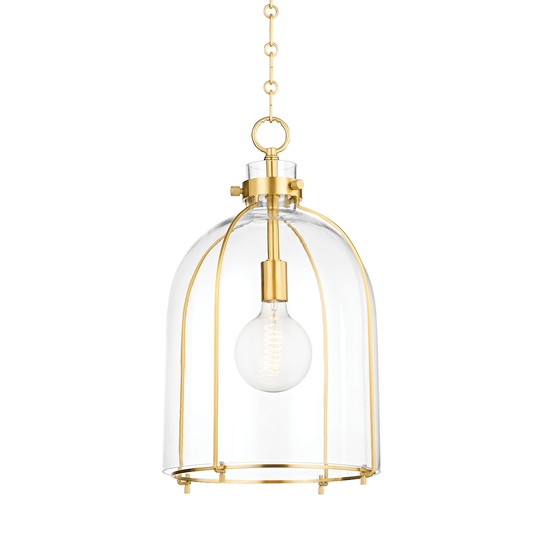 Eldridge Dome Pendant - Aged Brass Finish Clear Glass