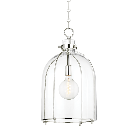 Eldridge Dome Pendant - Polished Nickel Finish Clear Glass