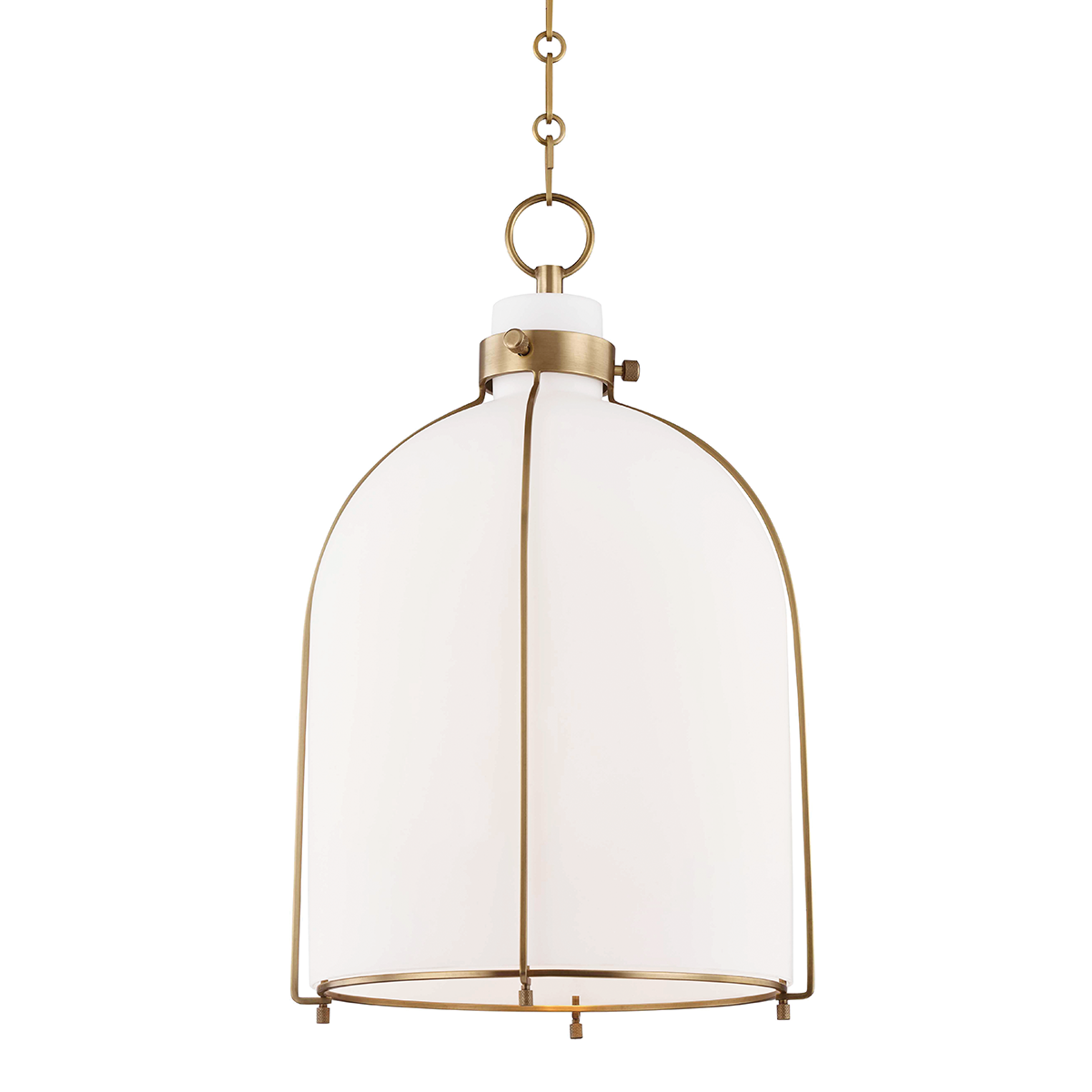 Eldridge Dome Pendant - Aged Brass Finish Opal Glass