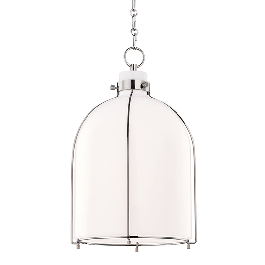 Eldridge Dome Pendant - Polished Nickel Finish Opal Glass