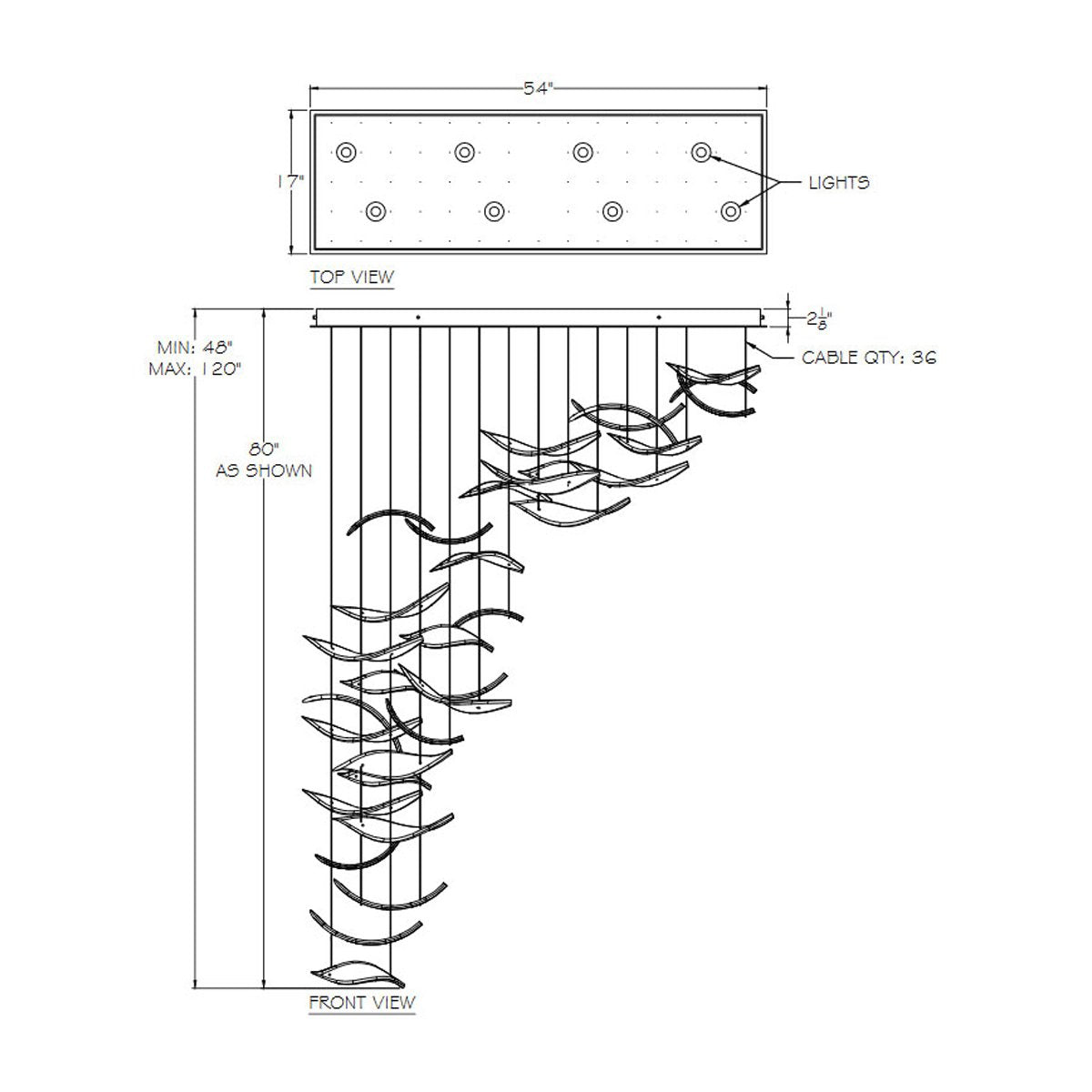 Elevate 54" Rectangular Pendant - Diagram