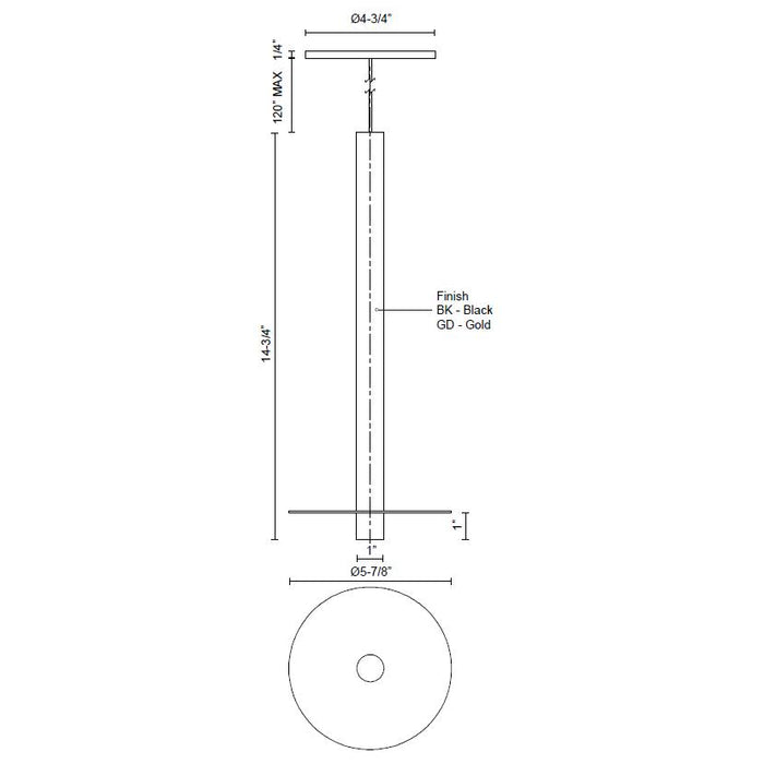 Elixir Disc LED Mini Pendant - Diagram