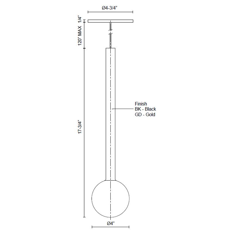 Elixir Globe LED Mini Pendant - Diagram