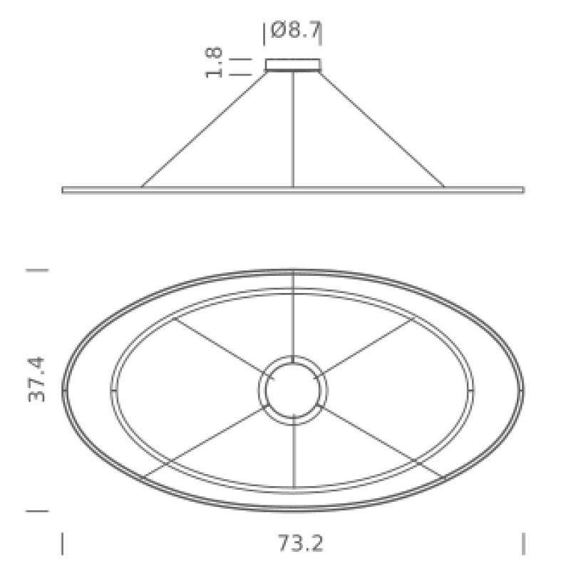 Ellisse Double Mega LED Pendant - Diagram