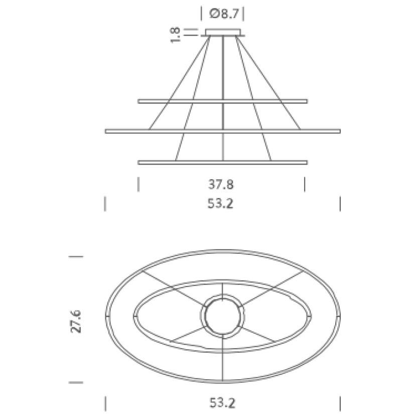 Ellisse Triple Pendant - Diagram