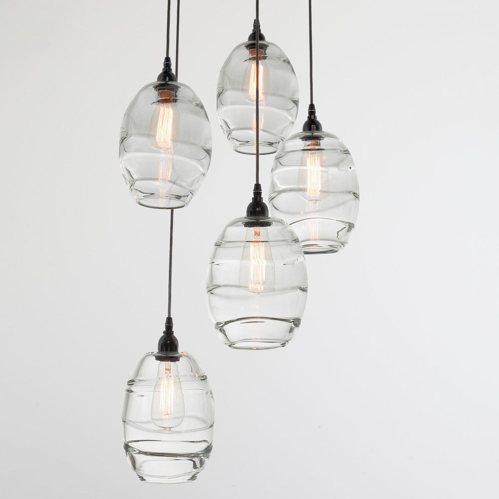 Ellisse 5-Light Multipoint Pendant - Matte Black/Optic Clear